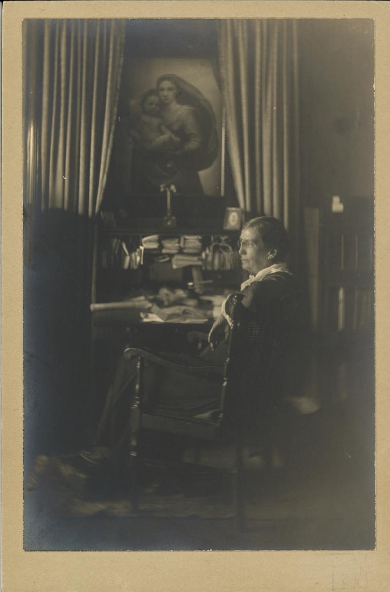Elizabeth Harrison at her desk, 1916. National Louis University Archives and Special Collections