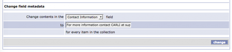 Example of change field metadata window