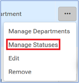Work order type menu, Manage Statuses selected screen capture