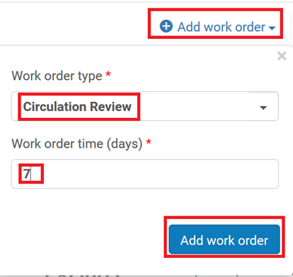 The Add Work Order form screen capture