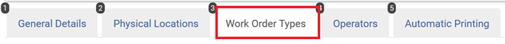 The Work Orders Type tab screen capture
