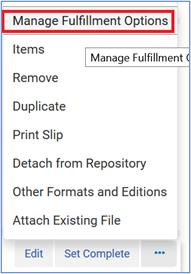 Manage Fulfillment Options selected screen capture