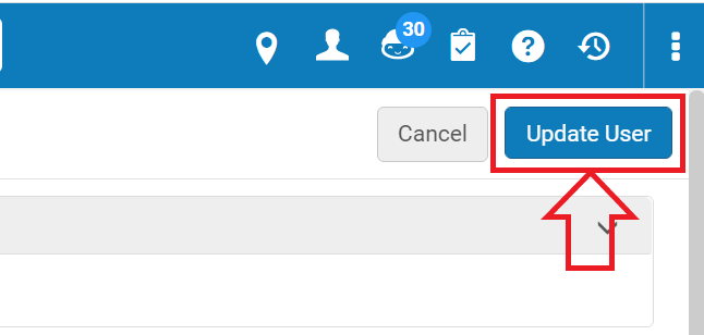 The Update User button isolated and highlighted