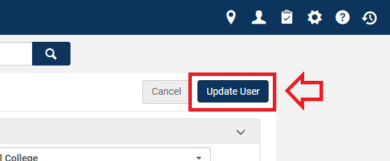 An image of the Update User button, highlighted