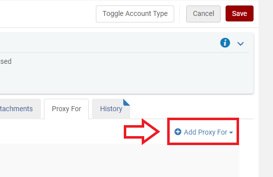 An image of a section of the User Details screen with the words "Add Proxy For" highlighted