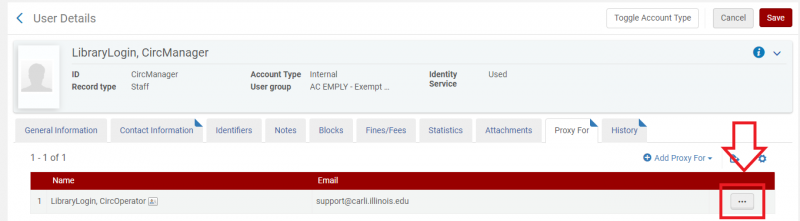 An image of the "User Details" > "Proxy For" screen with the ellipsis highlighted