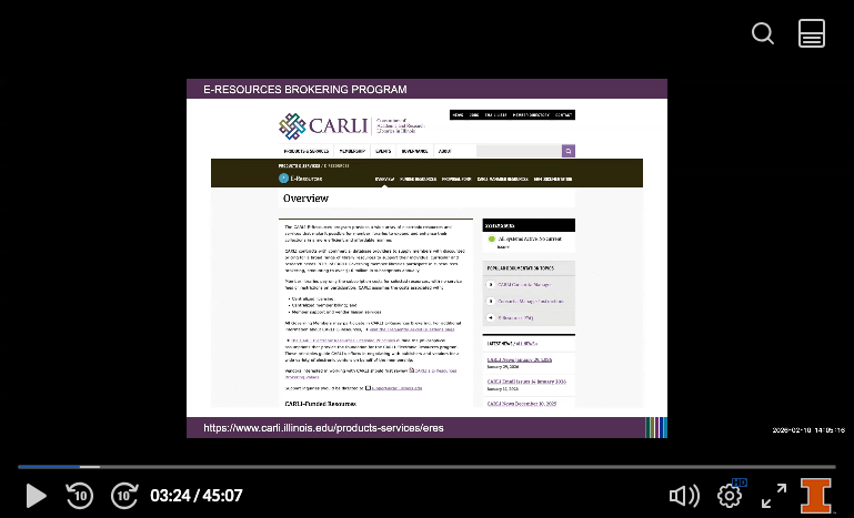 Screenshot of Intro to E-Resources Webinar