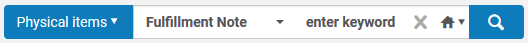 Screenshot shows basic search for item by keywords from item fulfillment note.