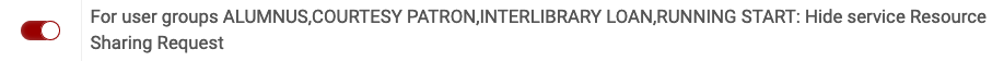 For user groups: Hide Service Resource Sharing Request