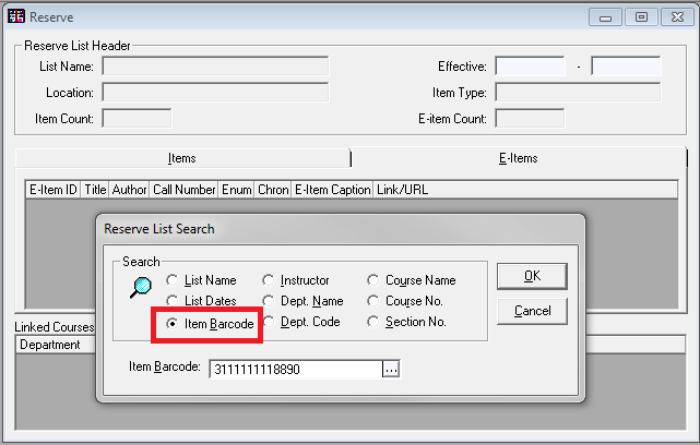 Circulation cliente, reserve list search