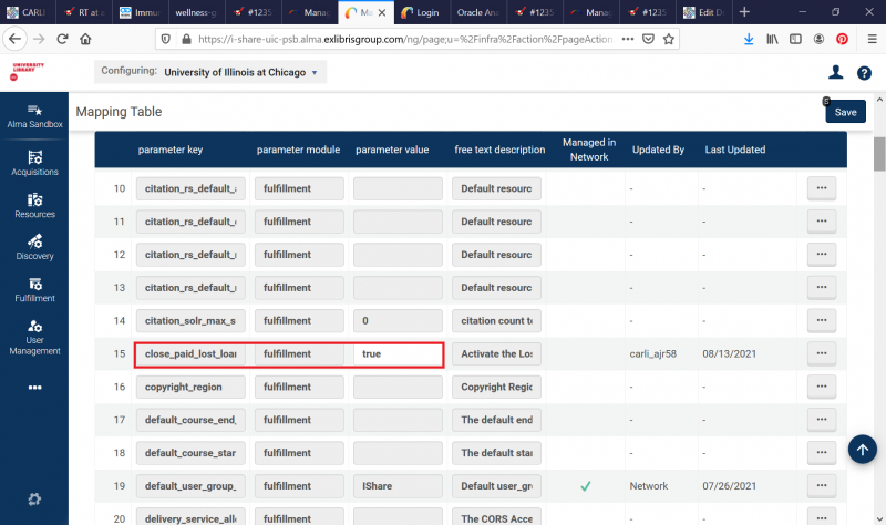 Screenshot of selecting Lost and Paid functionality