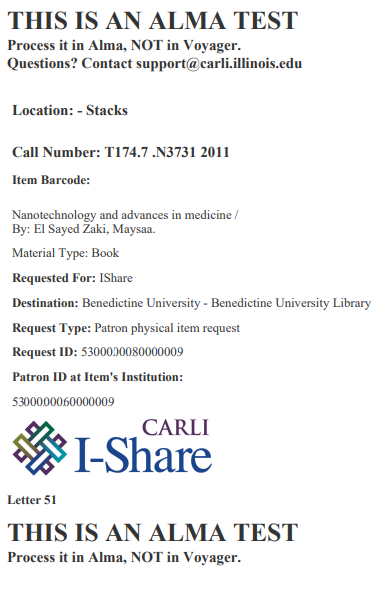 Screenshot shows an example of the Pick Slip letter, as it is formatted on 3/10/2020.