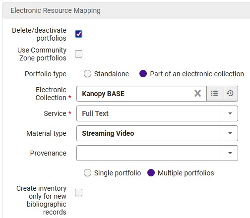 Select the Kanopy BASE collection for adding and deleting portfolios.