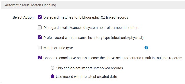 If an incoming record matches to more than one record, multi-match handling will attempt to match to the record with the latest created date.