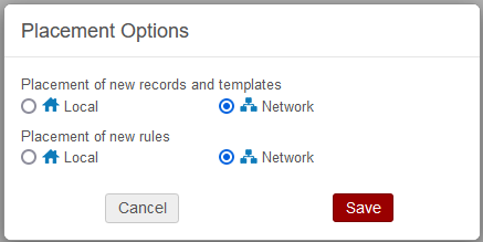 An image of the Alma metadata editor placement options screen.