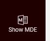 An image of Alma's Show MDE button, used to open the metadata editor, which appears on the lower portion of the Alma left hand menu bar.